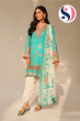 SAN SAFINAZ MUZLIN White Dark Blue Salwar Kameez