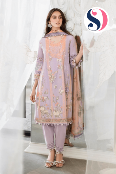 SAN SAFINAZ MUZLIN Vanader Cream Salwar Kameez